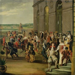 Ludwig XIV. (1638-1715) vor der Grotte von Thetis in Versailles, 1675